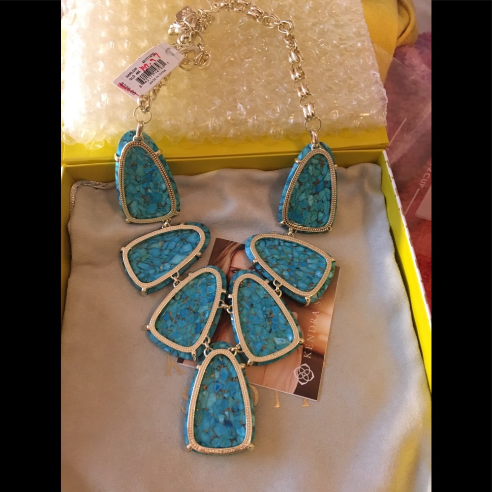 NWT Kendra Scott Bronze Veined Turquoise Harlow - Picture 3 of 3